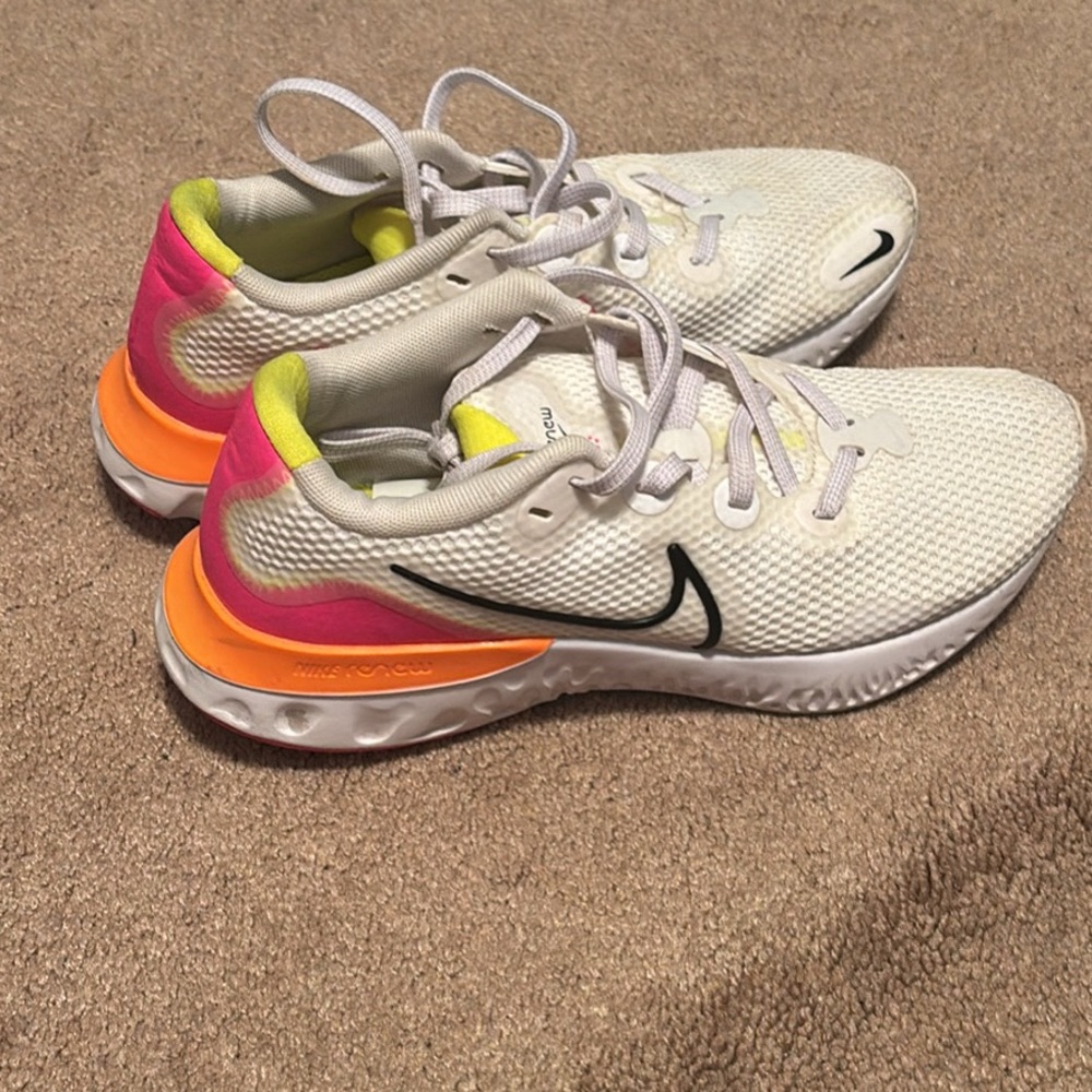Nike Women's Athletic Shoes - White, Pink, and Orange Accents